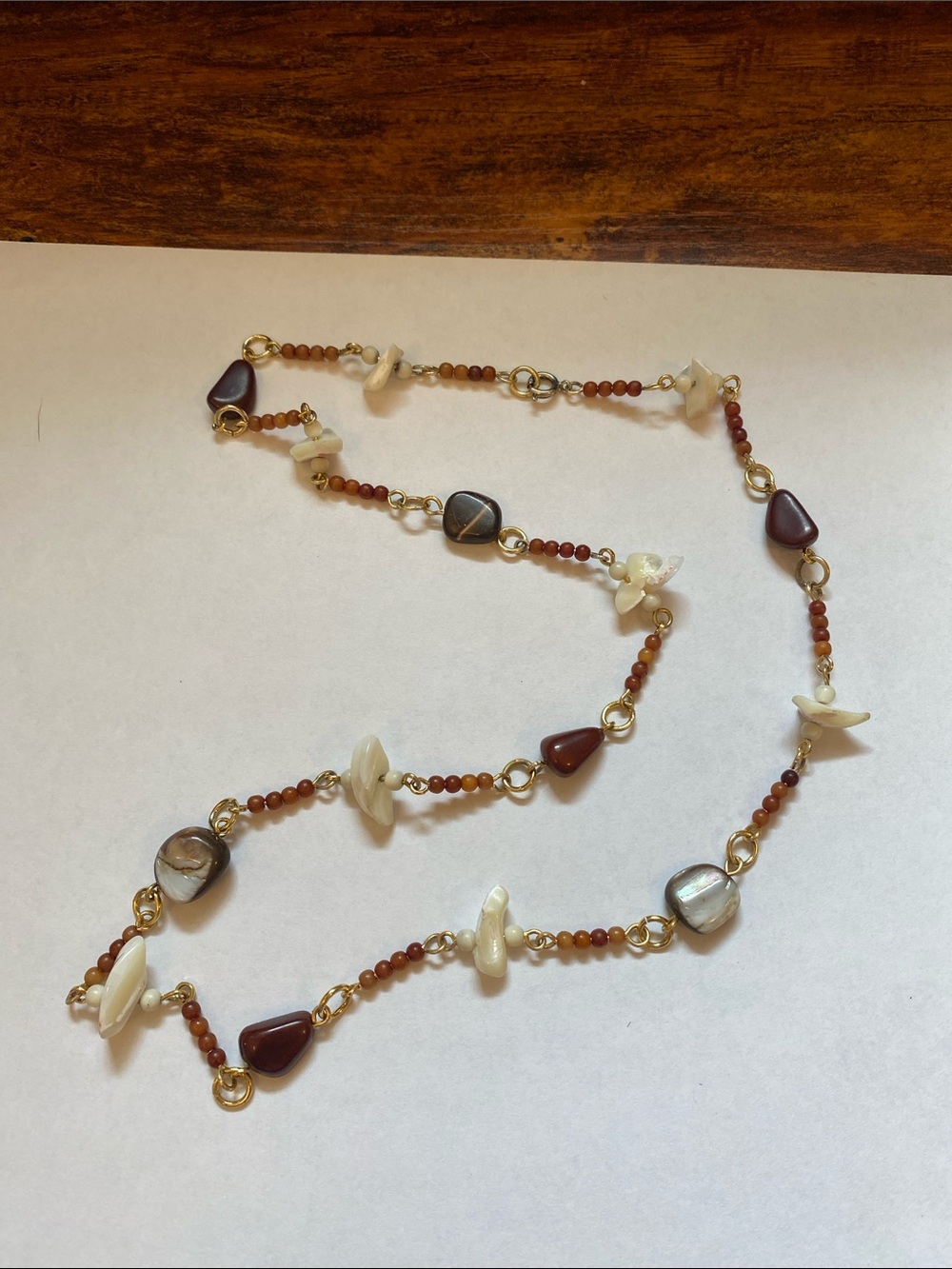 Handcrafted Brown and Cream Beaded Women's Necklace